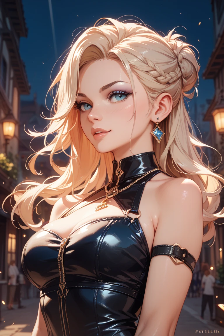 best quality,4k,8k,highres,masterpiece:1.2),ultra-detailed, extremely detailed eyes, extremely detailed body, (large masterpiece digital art), (detailed manga illustration), (detailed line art), ((perfect anatomy)), (intricate details:1.3), (ultra-detailed:1.3), (illustration:1.3), (sharp focus:1.3), (natural lighting:1.05), (vivid colors:1.3), (masterpiece), (best quality:1.4), (perfect anatomy:1.4), high quality, expressive eyes, full body, detailed face, beautiful face, perfect face, 1 girl, muscular, tall girl, large breasts, long hair, light brown hair, straight hair, low ponytail, detailed hair, ((casual clothes)), grey t-shirt, (vest), open vest, (blue pants), denim pants, pale skin, aquamarine eyes, splash art, curvy, black combat boots, cinematic lighting, dramatic atmosphere, Atey Ghailan, Jeremy Mann, Greg Manchess, Antonio Moro, trend in ArtStation, trend in CGSociety, Intricate, High Detail, Sharp focus, dramatic and photorealistic painting art by Midjourney and Greg Rutkowski, Jeff Bridges, ((cartoon style)), Marvel Cinematic Universe style, (((Night sky in the background))),