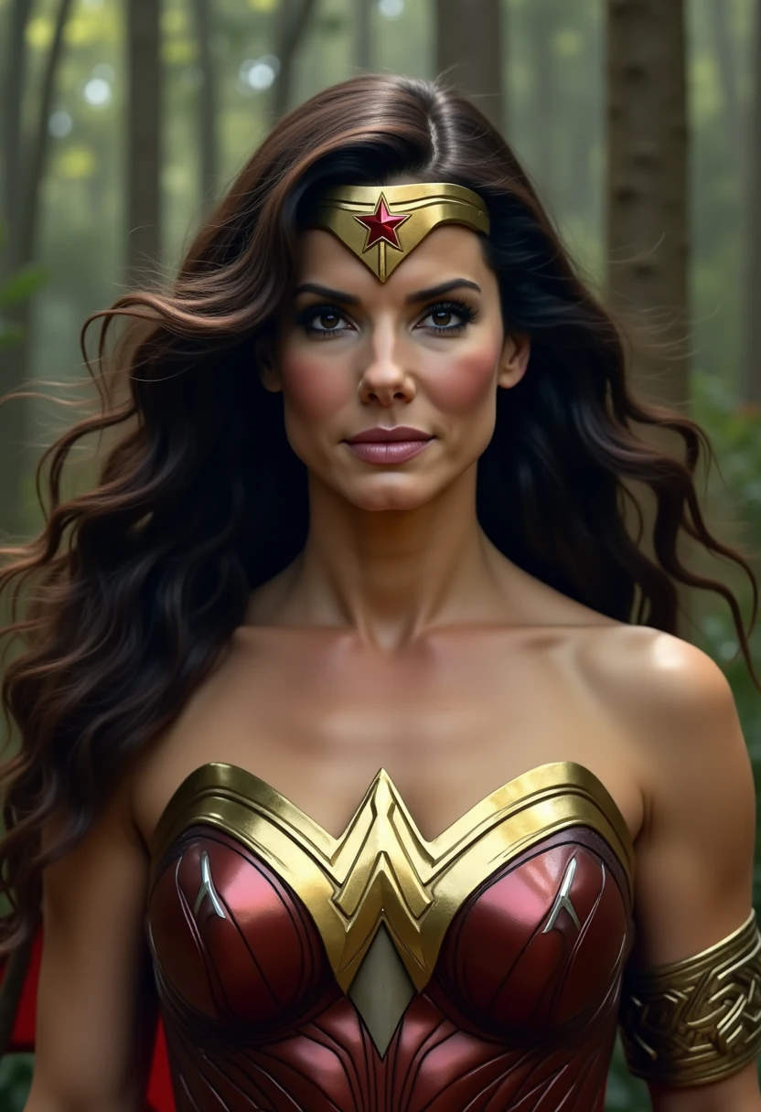 Hyperrealistic art photo of m4d1s0n a woman, face focus, smiling, wearing a wonder woman outfit, at arkham city, looking at viewer, frontview, <lora:Madison_Beer_SDXL_2018-2020:.9> . Extremely high-resolution details, photographic, realism pushed to extreme, fine texture, incredibly lifelike