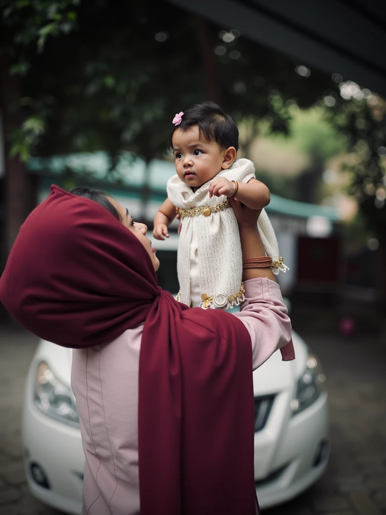 Super tall muslim girl wear chador with her short husband