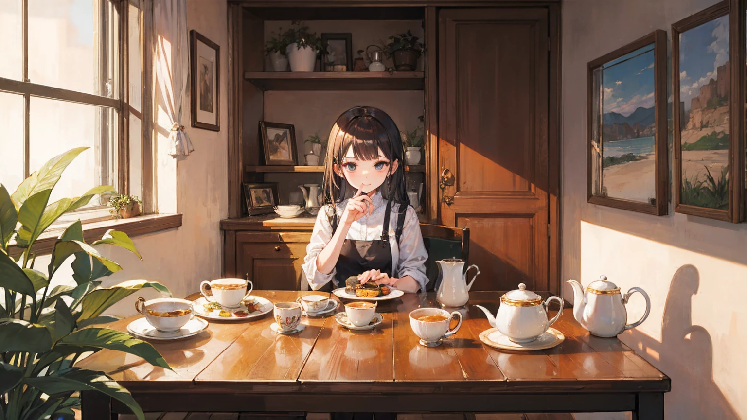 1 girl, ((naked)), (((visible pussy))), ((sitting having breakfast in the kitchen)), ((transparent seat))