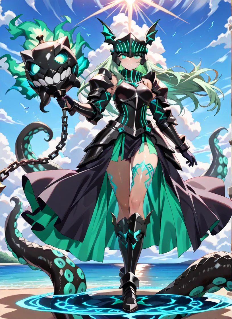 ((Woman knight,Winged helmet, gothic style girl, Wet girl))),(Two-toned hair with pink and light blue tips),(hair, Realistic:1),she has long eyelashes、That makes her attractive look even more, Green eyes, medium breasts,arms behind back, Spread legs, Sweat, steam,Dark Forest,{{{Best Quality, very aesthetic, Ultra-detailed, Extremely detailed}}}, Perfect Anatomy}}}, {{{{{{{{{{Game CG}}}}}}}}}}, interspecies, Beautiful detailed, vector trace, 8K, insanely detailed and intricat, Best Quality, amazing quality, very aesthetic, absurderes,(in the tentacle pit),(((tentacles))),gothic choker with chain,thighs thighs thighs thighs,Decorated long sword