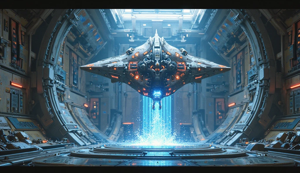 A powerful alien weapon, the Hydro, glowing with a vibrant energy, suspended in a high-tech chamber, its destructive power evident.