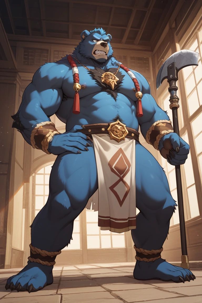 A burly, virile, and hairy dragon, exuding the irresistible charm of a himbo muscle daddy. His middle-aged features, adorned by a long, bushy beard and a thick mustache, reveal a life of experience and adventure. His body, sculpted into a warrior's build and a bodybuilder's physique, is a testament to his unyielding dedication to physical fitness. The hair on his chest and belly forms a carpet of thick fur, while his hairy arms and legs are adorned with a natural, untamed layer of hirsute. Every muscle on his overmuscular and musclebound frame is defined and bulging, veins pulsing beneath the surface, hinting at his incredible strength. Despite his advanced age, his grey hair only adds to his handsome and dreamy appearance.