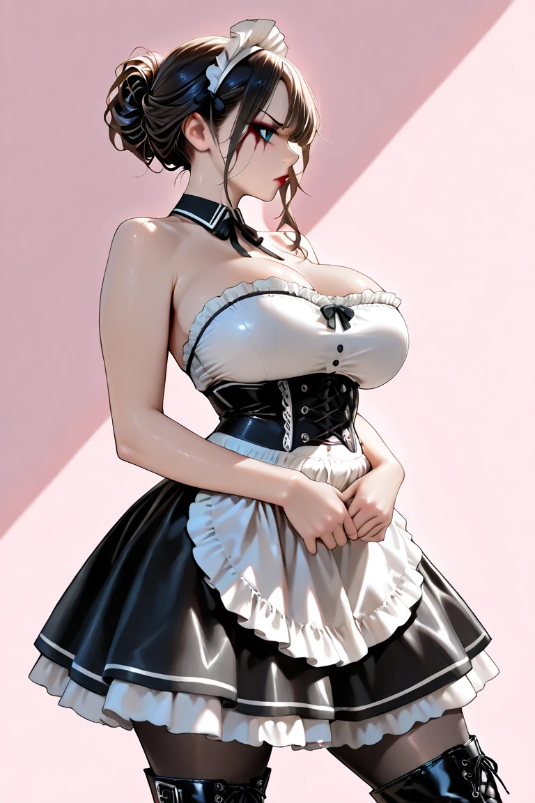 Masterpiece,Solo,1Girl,Kanao Tsuyuri,(Kimetsu No Yaiba),Big Breasts,Perfect Body,Sexy Body Hot,Best Quality,High Resolution,Photograph 8K,Ultra Detailed,Female Maid Prancis Theme,Female Maid Outfit Anime,Maid Short Dress,Black And White Dress Prancis Cute Lolita,Beautiful,Beautiful Woman,Cafe Background,Side Ponytails,Ponytails