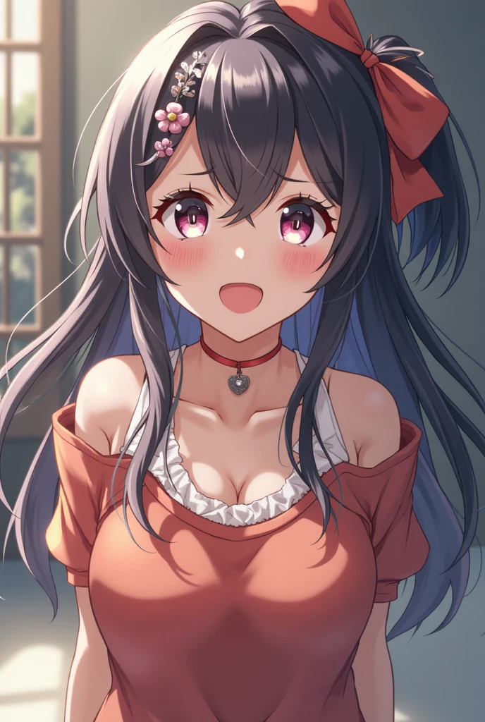 (soft nswf, (1 girl lying half naked under the bedcover), holding bedcover shyly:1.5), Nardack style lora, (1 girl), (gentle housewife, small girl, full body, depth of view, petite and short figure girl, cute and little girl, perfect woman, medium cleavage, mature aura:1.4), (masterpiece, best quality, HD Pictures, 4K:1.1), outdoor, very long hair, bangs, gentle look, gentle smile, gentle eyes, mature looking, pinkish cheeks, very detailed eyes, very detailed pupils, very detailed ridiculously long black hair, detailed face, detailed ruby red eyes, full body, look up to viewer, detailed long black hair, (happy gentle face, warm smile, blushing red cheeks:1.3)