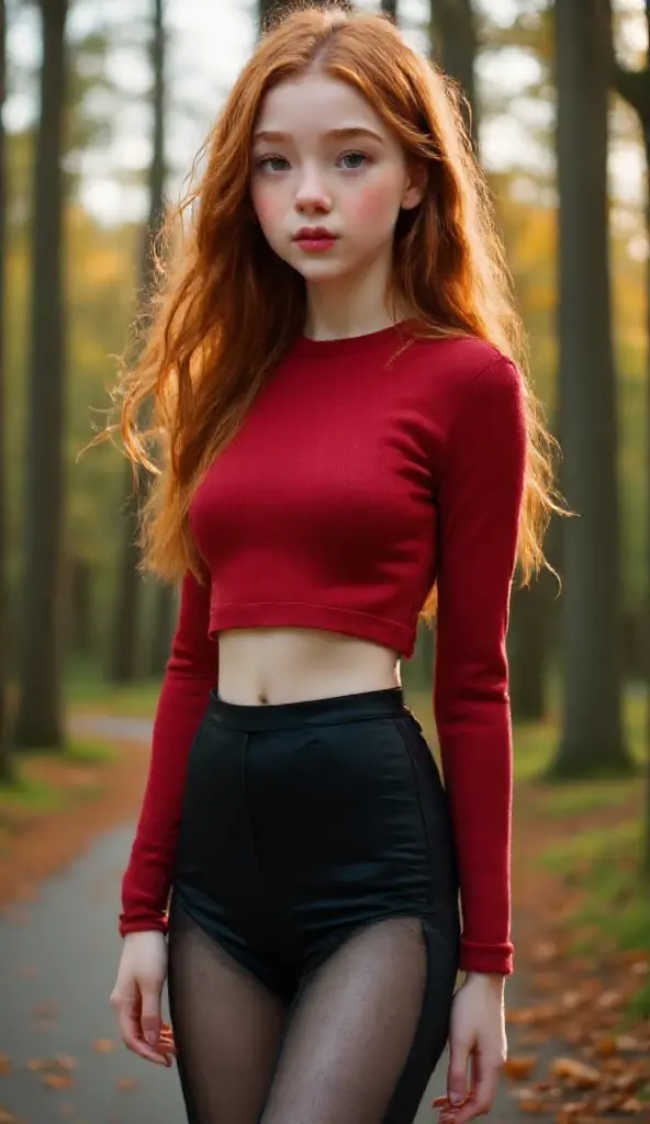 1girl in, age19, Solo, Aesthetic artwork, irish redhead, wavy ginger hair, shoulder length ginger hair, pig tails, cheerleader,mini skirt,bare shoulder, red sweater,satin stockings,green eyes, light green eyes, some small freckles, pale skin, (B-cup, medium breasts), cleavage,bare thighs, lifting her skirt,red panties,athletic,slim, fullbody shot, (textured skin, skin pores:1.1), (moles:0.8), imperfect skin, goosebumps, (extremely detailed 8k wallpaper), soft lighting, high quality, film grain, Fujifilm XT3 sharp focus, f 5.6, 50mm, High Detail, Sharp focus,(natural light), (seductive), touching her clothes, black cocktail dress, tight dress, Realistic, A sexy