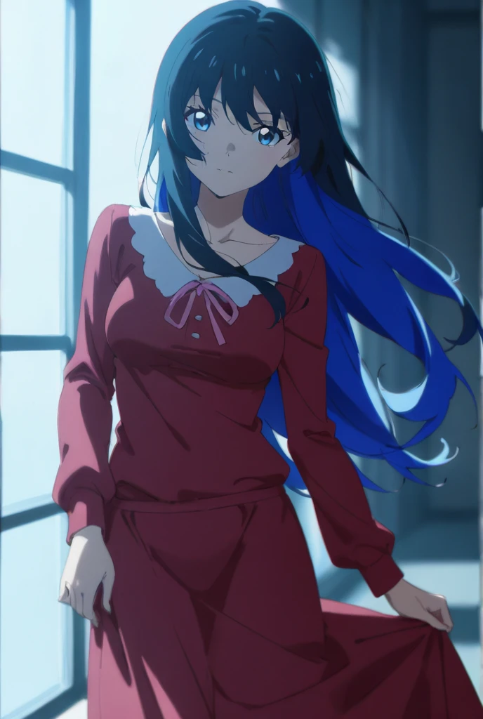 best quality, amazing quality, very aesthetic, absurdres, (1girl, aris (blue archive), blue archive, blue eyes, black hair, small ), (realistic face:0.9),(robe:1.8), (grin, blush, thigh:1.3), (cowboy shot), (glowing eyes), (half closed eyes:0.9), (open robe), (official art:1.3), (bathroom), expressive eyes, perfect face, 4k, extremely detailed anime illustration, extremely detailed eyes, perfect anatomy, light rays, extremely delicate body, smooth skin, (simple background:1.5), clear eyes, beautiful face, small breasts style:1.7), (Warm Light:1.5), (highres:2),
