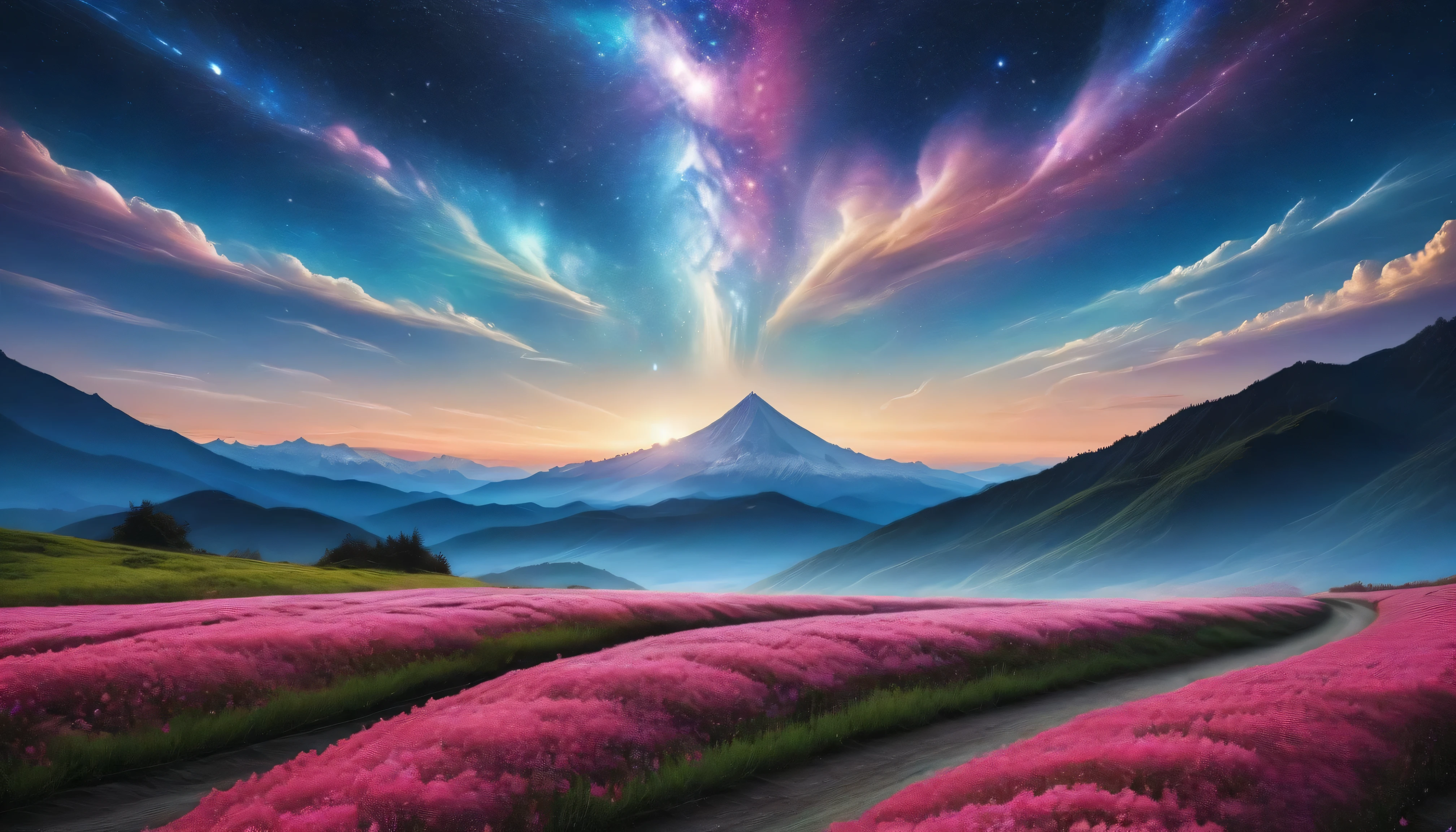 8,000, Light_ particle , starry sky_Sky, flower