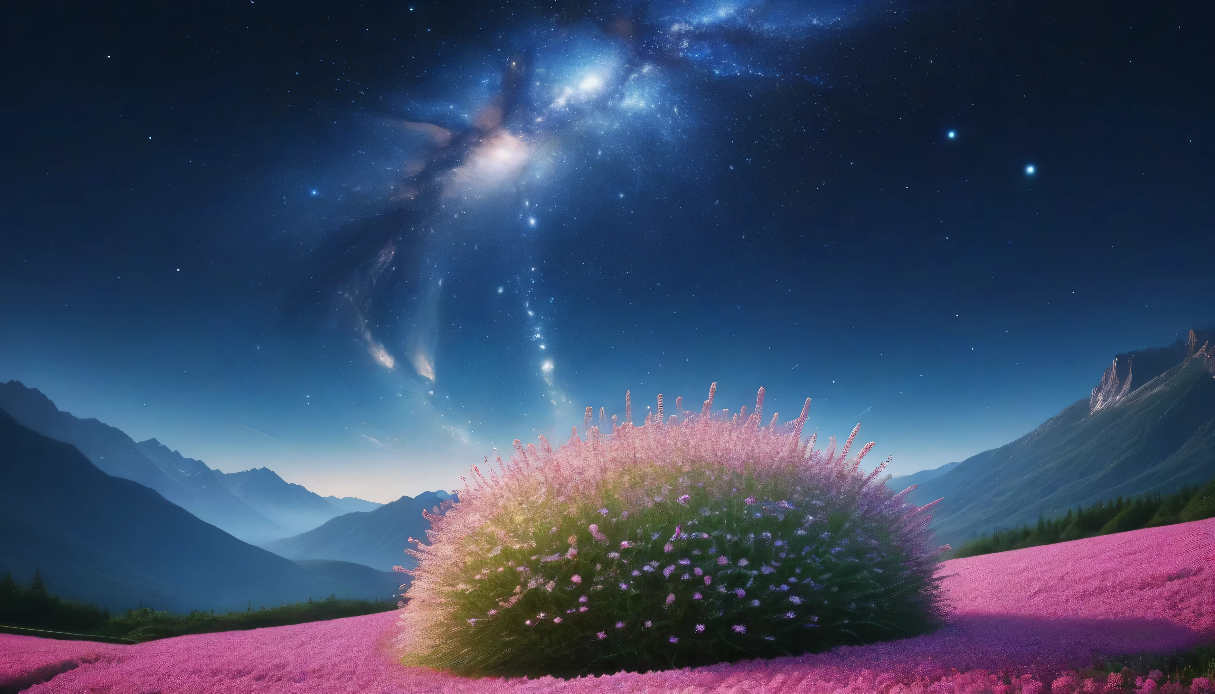 8,000, Light_ particle , starry sky_Sky, flower