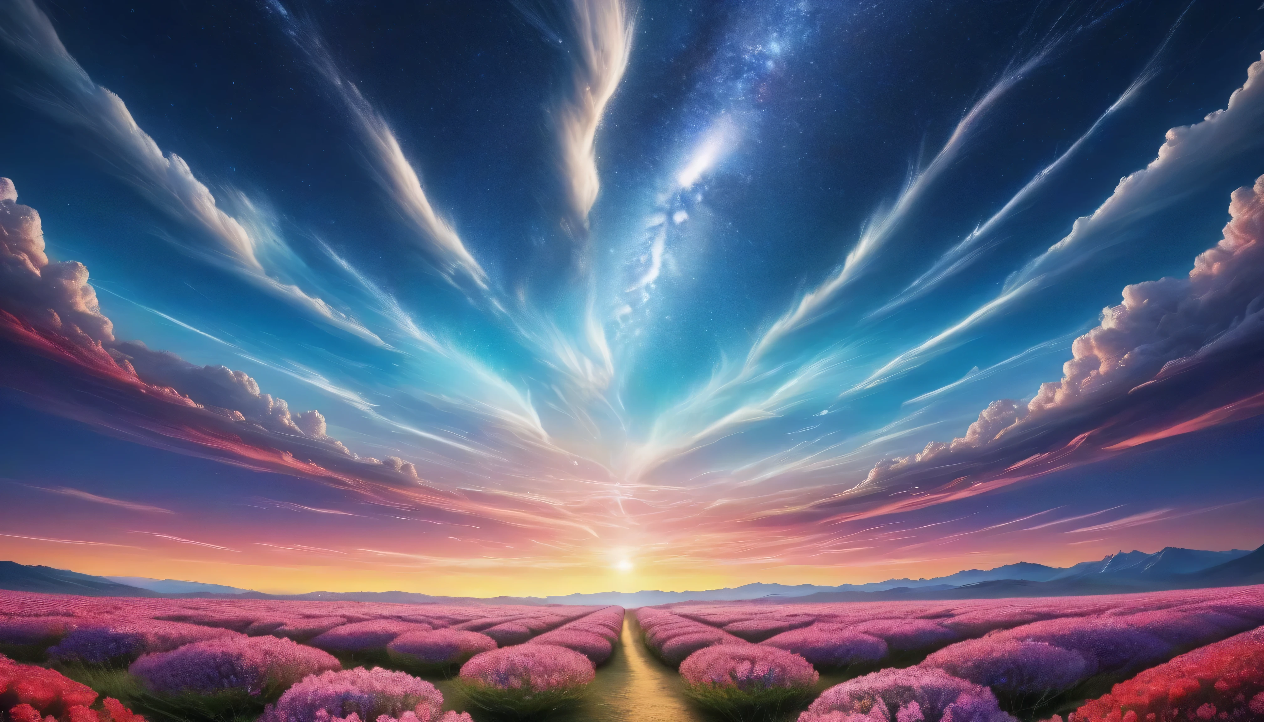  8,000,  Light_ particle , starry sky_Sky, flower