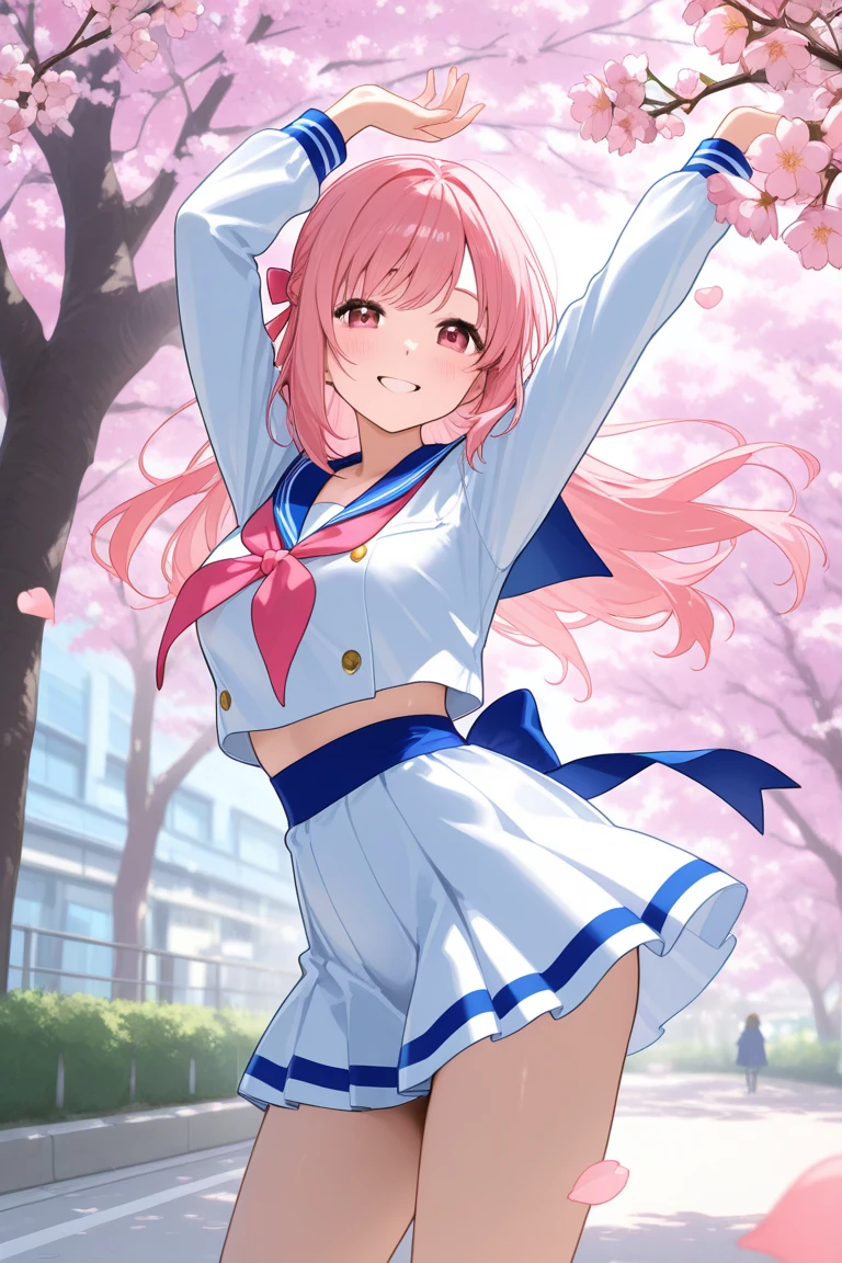 1girl, <lora:batogaerika:0.8>,batogaerika,solo,
,side ponytail, smile, skirt,
,pleated skirt, swept bangs, bangs, miniskirt, school uniform,large breasts
, ultra resolution image,dynamic angle
,masterpiece, best quality,