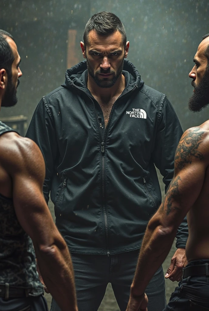 Three men in the gym, One of them is white, another is black with a big beard, and one of them is indigenous