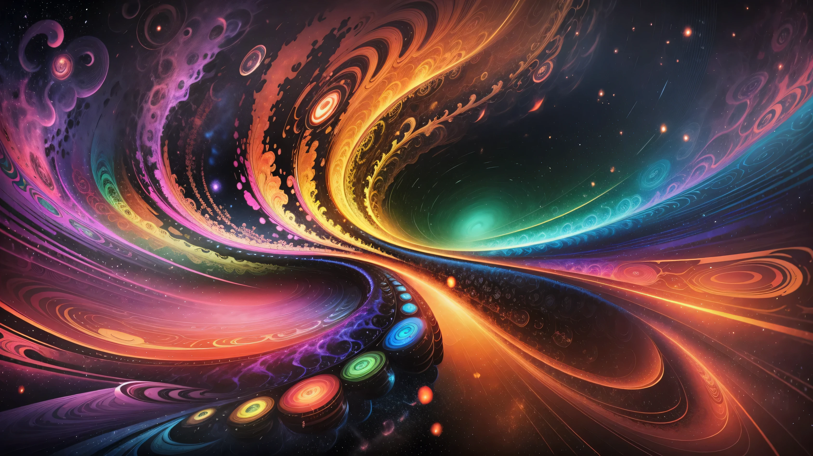 universe, psychedelic, black hole, neons