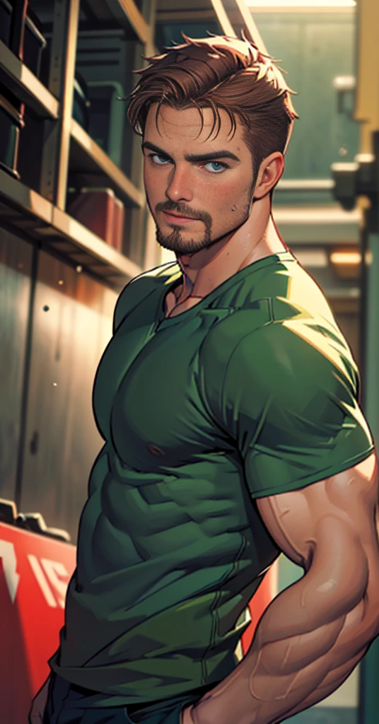 (Create a masterpiece: 1.2),(CGI art:1.3),(realistic:1.5),(After processing:1.3),(Sharp focus:1.3), (Close your eyes.), Open mouth, show teeth, , straight, front ,Chris Redfield ,(black hair), smile open mouth, , (Wear color olive green round neck T-shirt: 1.5), (with a Police badge: 1.2), olive green cargo, (Torn shirt:1.4), (wound: 1.3) , (blood splatters) ,( abrasions on face: 1.2), (Blood stains on the face and body: 1.2), Korean guy , korean men, (High gloss details), chest muscles, large arm muscles, blood vessel, Big muscles, Broad shoulders, looking at the audience, Balancing the eyes, middle of the road , (Carrying a black backpack: 1.3) ,( penis: 1.5), (genital very long big : 1.5), (Big testicles), (Erection of the penis: 1.5), 