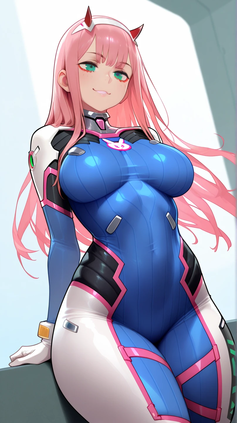 1girl,Samus aran,solo,green eyes, pink hair, forehead hair, white zero suit,white body suit,purple stripes,cowboy shot,blush,,Science fiction,ultra-detailed,sharp focus,aesthetic,(best quality), white background, (being about to take off the bodysuit I'm wearing:1.2)