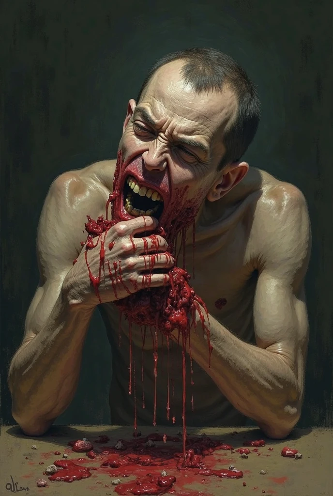 One vomiting shit