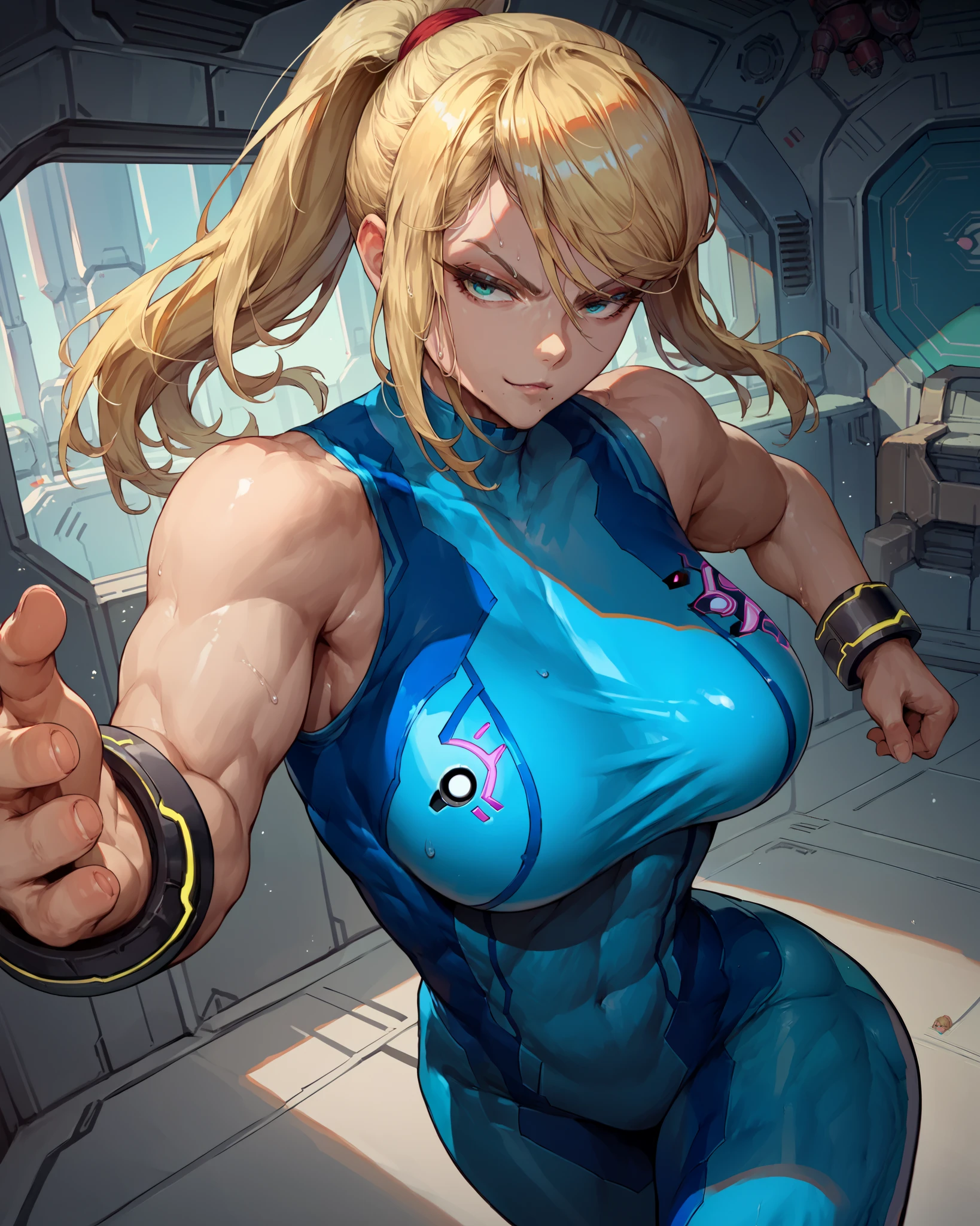 Street Fighter 6 2023, Street Fighter 6 Cammy, fight pose, sexy outfit, ripped outfit, cropped outfit, Street Fighter 6 Cammy Outfit2, big breasts