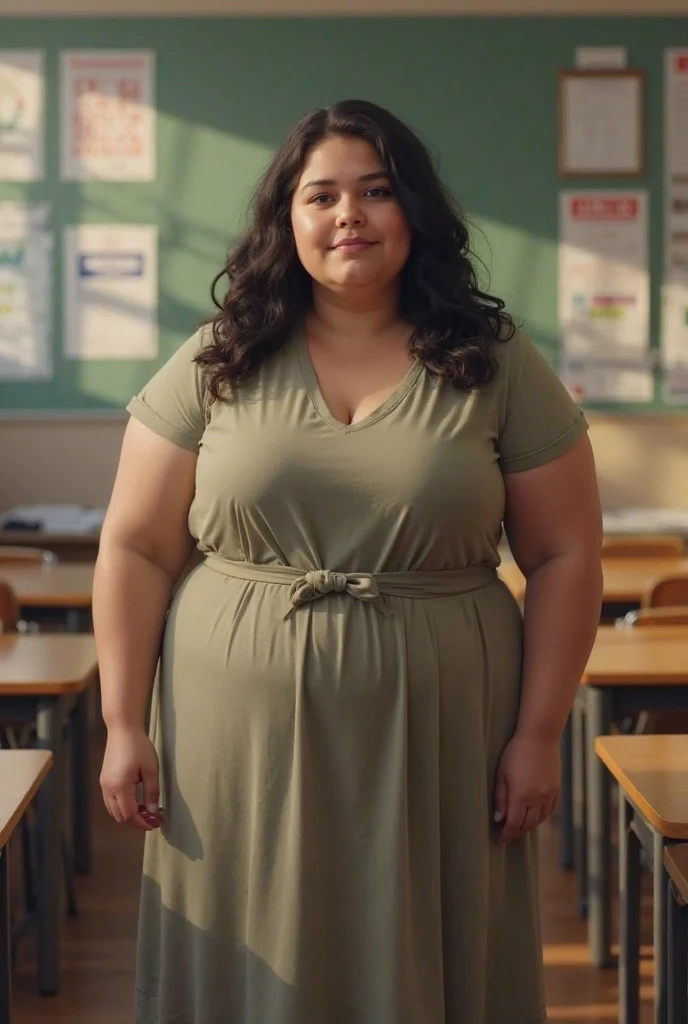 a 10 year old obese girl, chubby cheeks, round face, double chin, thick arms and legs, wearing a , standing in a school setting, realistic, detailed, highly detailed, intricate details, photorealistic, 8k, masterpiece, cinematic lighting, dramatic shadows, vibrant colors