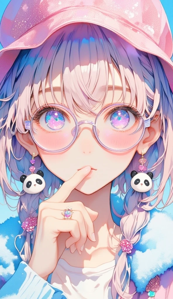 anime girl , 10 old, 1 anime girl with white hair, messy hair, cat ears, glasses, blue eyes, glitter eyes, lighting effects, Japanese shirt, white blue shirt, intellectual , library background, cat, small breasts,