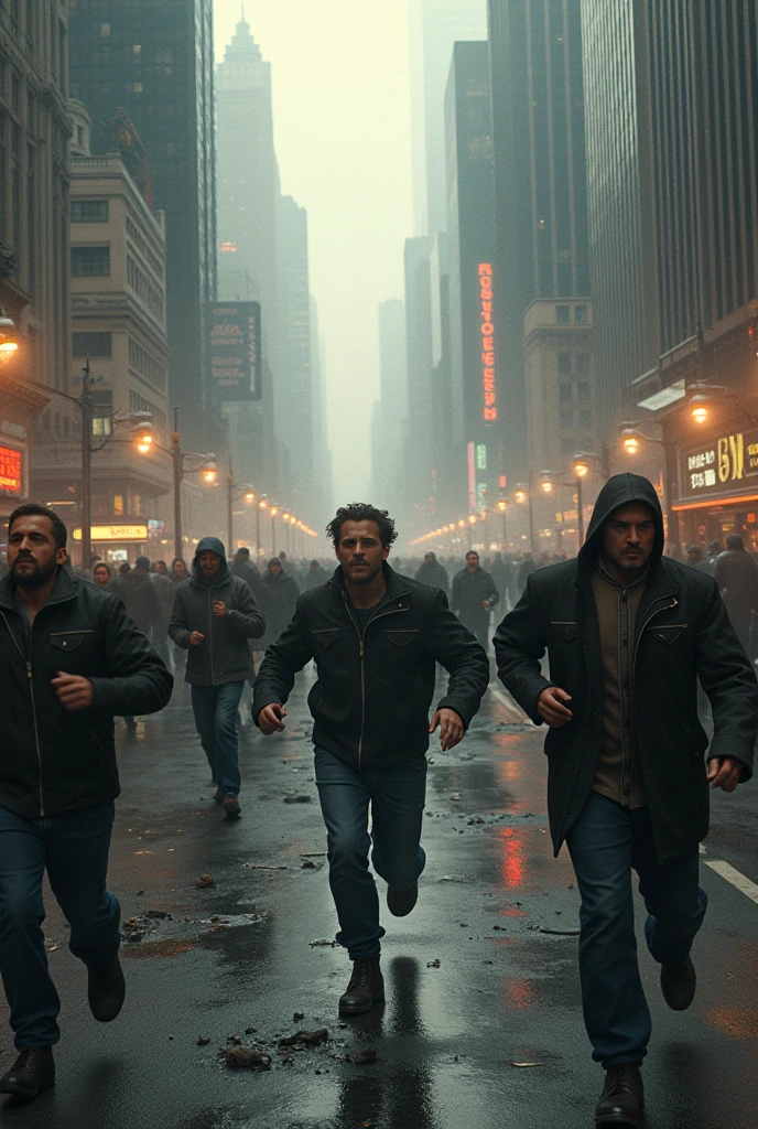 end,There are zombies everywhere,A group of zombies marching down the street,HD