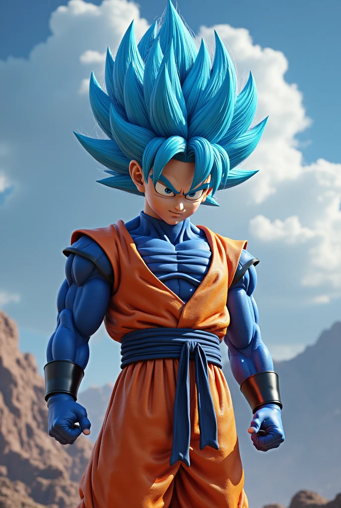 "Goku 3D sculpture with stunning details, realistic texture, and dynamic pose, showcasing his iconic fighting spirit and power."