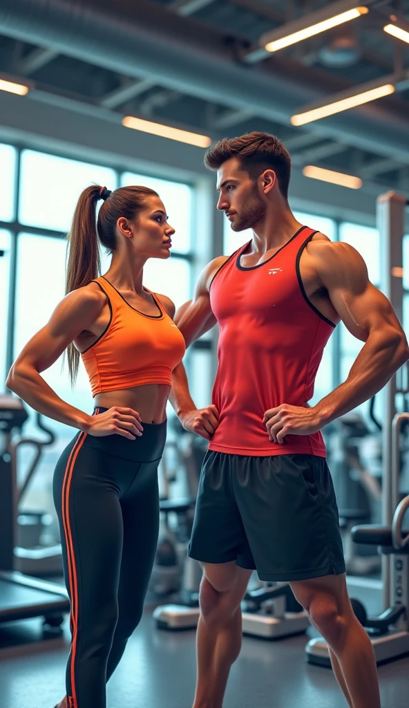 a good quality image with a cover about weight loss recipes, for those who go to the gym, with a man and a woman on the cover, wanting to lose weight

