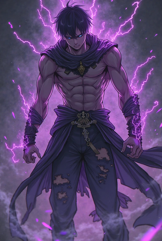 Imagine Mare Barrow with an intense expression, manipulating purple rays that twist and intertwine around him. Your eyes can shine with a furious light, reflecting your strength and power. The storm must have a dramatic aura, with dark clouds and pulsating electricity. Delve into the details of lightning and shadows to create a truly impactful atmosphere.
