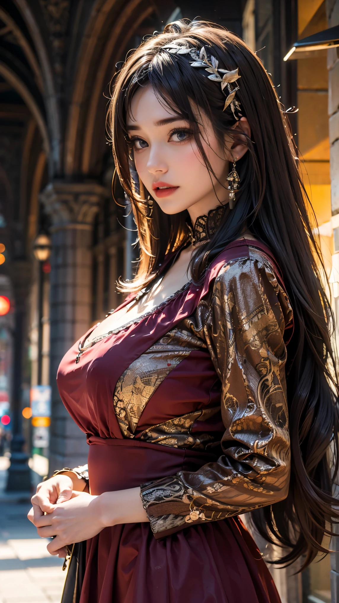 pretty girl, 4k quality, front, Huge , Maestro Dress