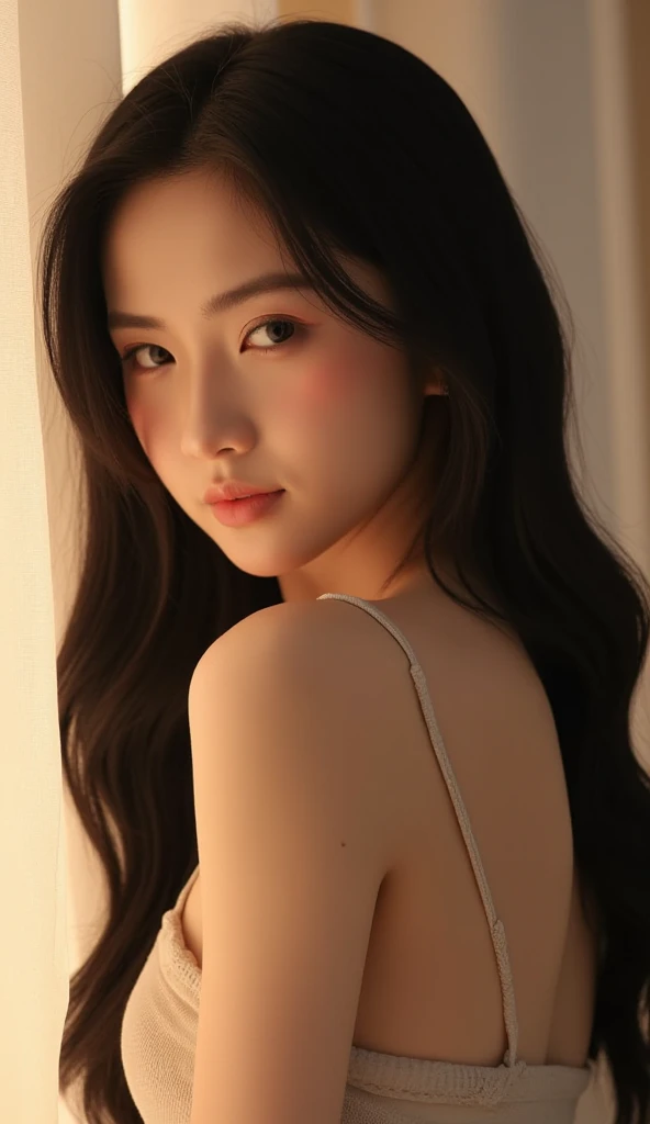 Hyper-realistic art、gallery-grade work、super precision、Visually impressive、Sublime masterpiece、Peak clarity、Dusk dimness、subdued lighting、
1girl in,独奏,Beautiful cleavage、Off-shoulder
low-key、deep-shadows、