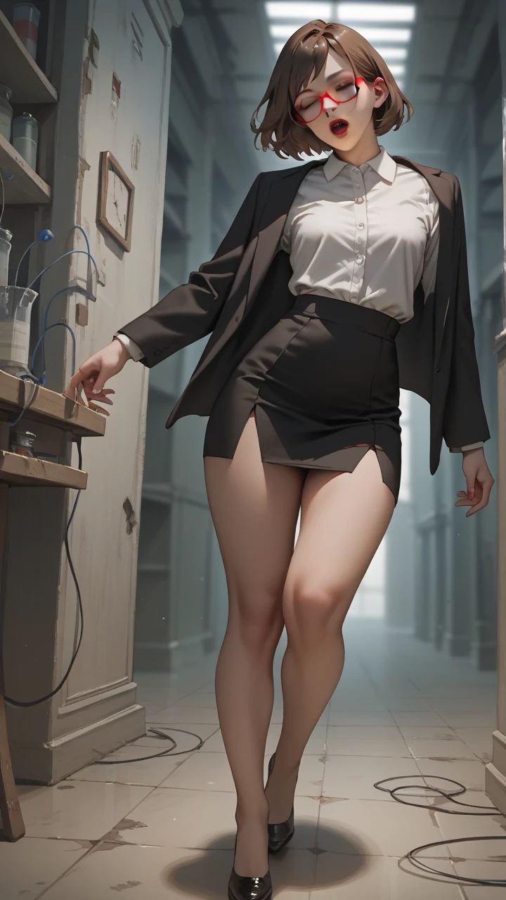 alone, (1 girl), single,  Fluttering white collared shirt hem, The hem of a swaying white collared shirt,  (pink panties), sexy,  Are standing,   classroom, with a girl：With a girl Are standing in front of a locker、hair is black and long,、tied with a ribbon。Her face is round and cute。It&#39;s below the knee。shoes are black loafers。The girl looked surprised, joy and emotions.、eyeを見開いて.、mouthが大きく開いている.、tearsが出ました.、cheeks are red.、 excessive reaction：The girl&#39;s surprised expression、Unbelievable overreaction.、It&#39;s drawn like a manga or anime。for example、eye, mouth, tears, Cheeks and hands are drawn large