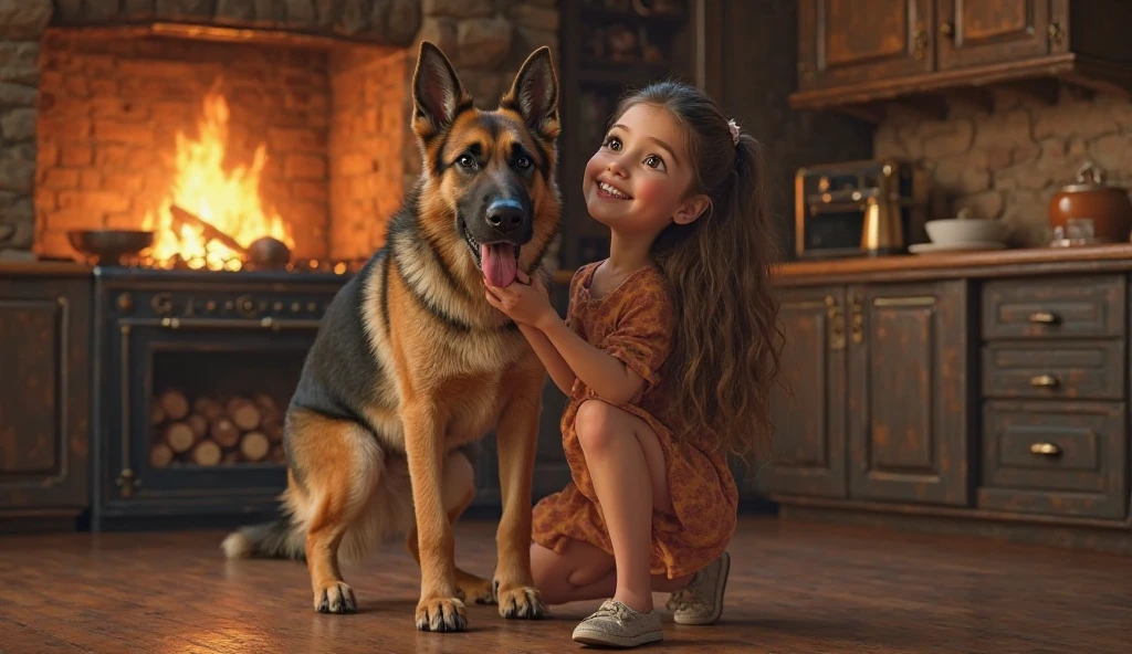 A BEAUTIFUL CHILD IN THE BLONDE CASTLE WITH A PET