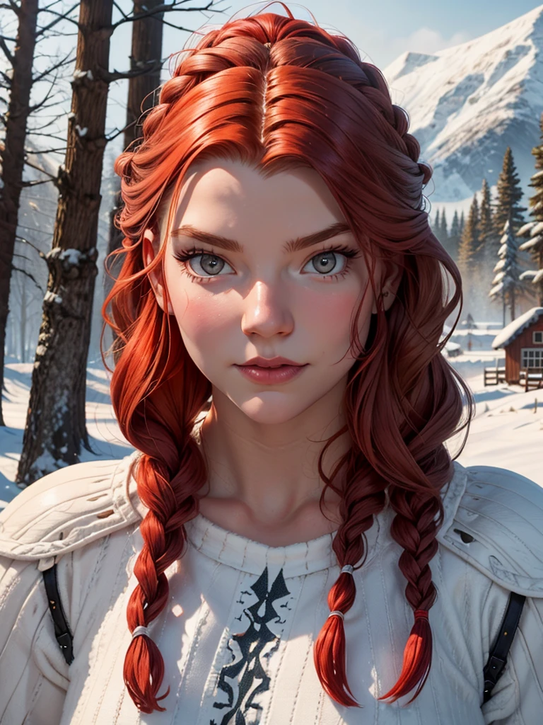 highly detailed full medium shot of pitfighter
ginny weasley [young bonnie wright], (((small))) breasts, (freckles), (muscular:1.5), (baby_blue eyes), big eyes, long straight (orange red) hair, (cheeky smile),
winter village, heavy winter clothes, boots,
cinematic angle,
modelshoot style, (extremely detailed CG unity 8k wallpaper), photo of the most beautiful artwork in the world, professional majestic oil painting by Ed Blinkey, Atey Ghailan, Studio Ghibli, by Jeremy Mann, Greg Manchess, Antonio Moro, trending on ArtStation, trending on CGSociety, Intricate, High Detail, Sharp focus, dramatic, photorealistic painting art by midjourney and greg rutkowski,