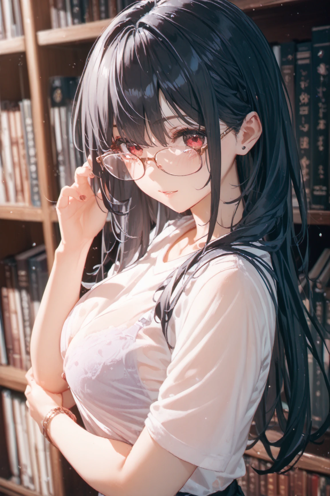 (highest quality:1.4), (High resolution:1.2), Sharp contours, Long Hair, highest quality, masterpiece,Glasses,Voice of the Heart,yandere,Browsing Caution,nude,facial,Excessive ,Chest to chest,Ecstasy,saliva,blush,Heterochromia iridis,Colorful Hair,Dynamic configuration,
