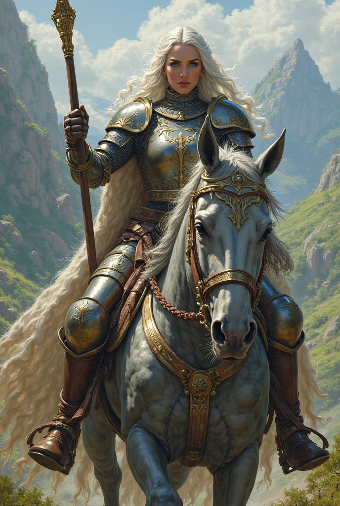 This is a centaur heroine, she also holds a spear and a shield in both hands, and her rank is much higher than those of the centaur warriors.

She is nearly two meters tall, almost two meters long, and has four long, white and fit legs.

Her head is wearing a delicate helmet, which fits tightly to her head, covering her forehead and revealing her delicate and beautiful face.

The upper body is dressed in green leather armor, which brings out her good figure, and there is a little silk scarf underneath to cover her private parts.

Her four calves were covered with armor on the outside, and leather armor on the inside. The leather armor extended to the knees, so that her four thighs were exposed, and two leather thongs were wrapped around them.

Her horse's body is also covered with leather armor, and she has a long cloak that covers her tail and private parts.