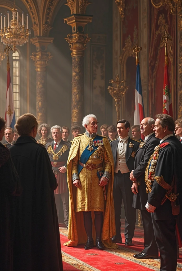 King Louis XVI convening the Estates-General in a representative assembly composed of representatives of the clergy, da nobreza e do terceiro estado (burguesia e camponeses)