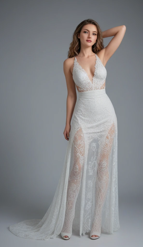 create a sexy young woman in white clothes with a black background
