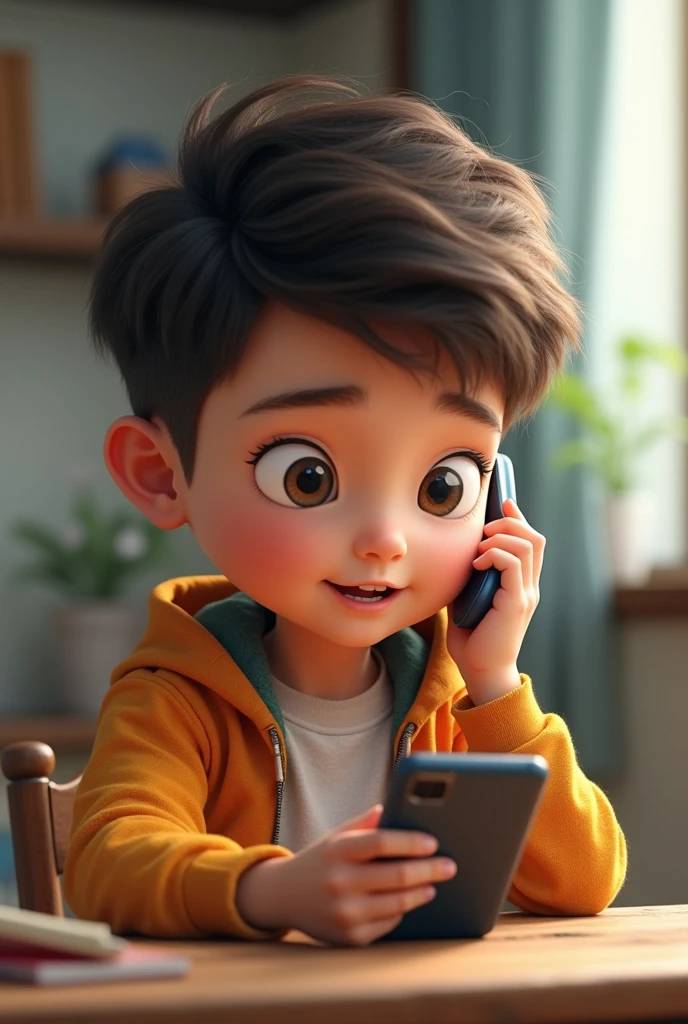asian boy getting a call on his cellphone from a brick wall as the backround screen and the name as whimsical walley