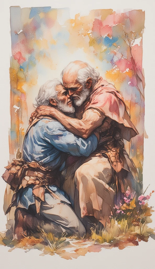 japanes A old man 80years old barechested 2 males penises caress enraptured embracing each other Fat the kiss ecstacy sex