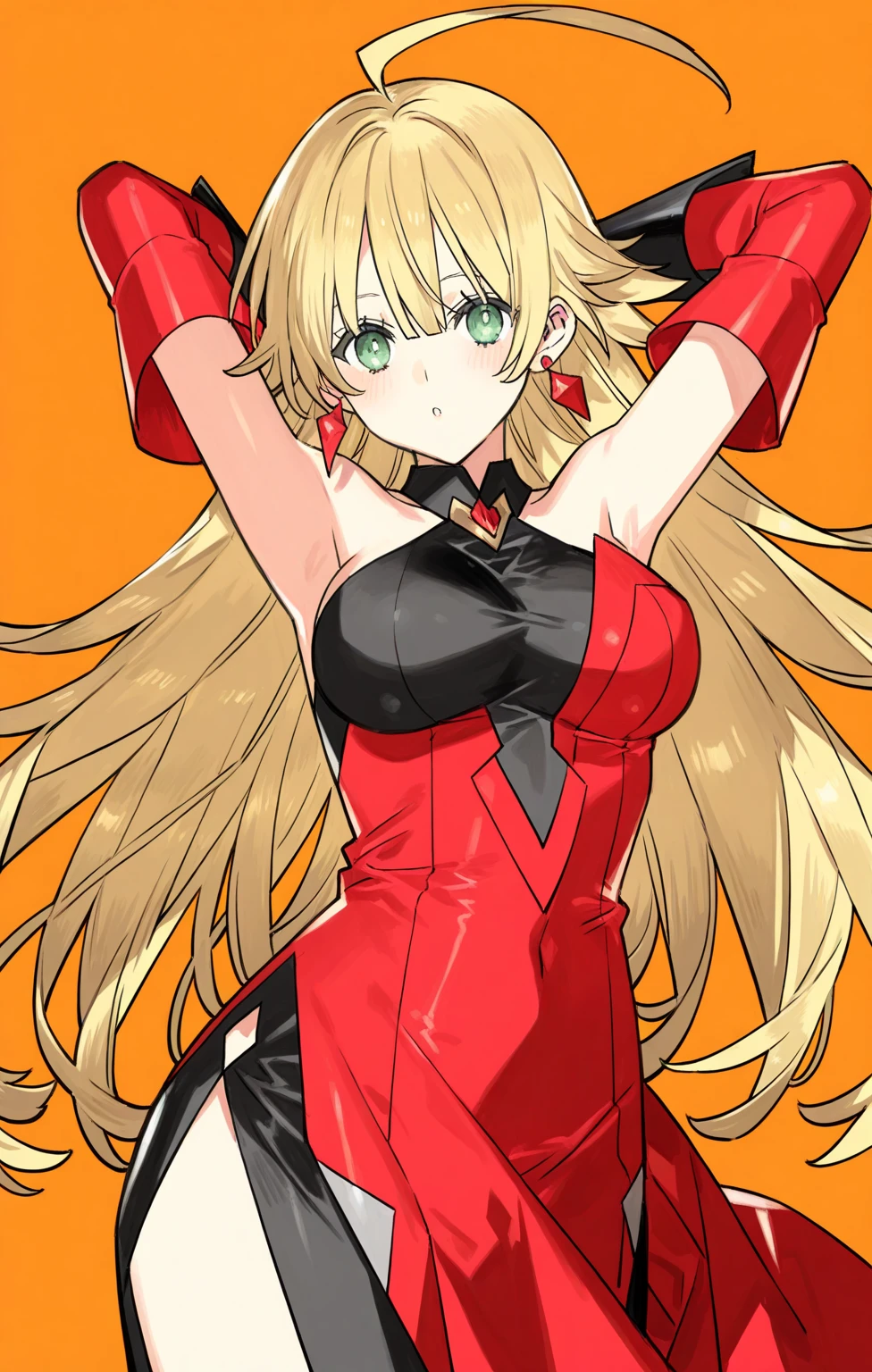 (quality)), ((masterpiece)), Recommended resultsluffly、(see through:1.5)、whole body 、Swollen nipples，straighten your back、huge bust、angle to floor:1.2、low camera angle、Hair loss on crotch、Whole body facing the camera，Hair can be seen on the crotch，Hatsune Miku, 
 (top view),dynamic angle,Super detailed, illustration, close up, direct, 1 girl, 
 ((Soryu Asuka Langley, Interface headset, Red tights:1.4, blonde)),Her eyes shone like fantastic stars,(glowing eyes:1.233),(Beautiful and delicate eyes:1.1),(Poker face,Keep your mouth shut),(permanent), fantastic, [[slender fingers and hands:0.55]::0.85],(Detail fingers),