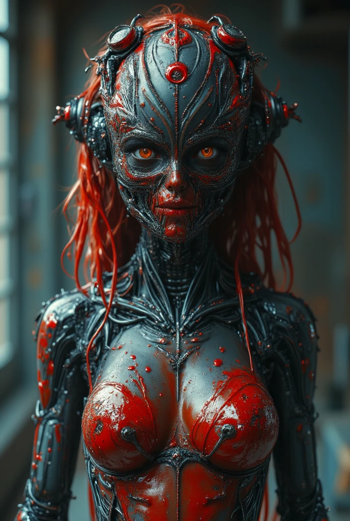 Red adult robot creature with hair