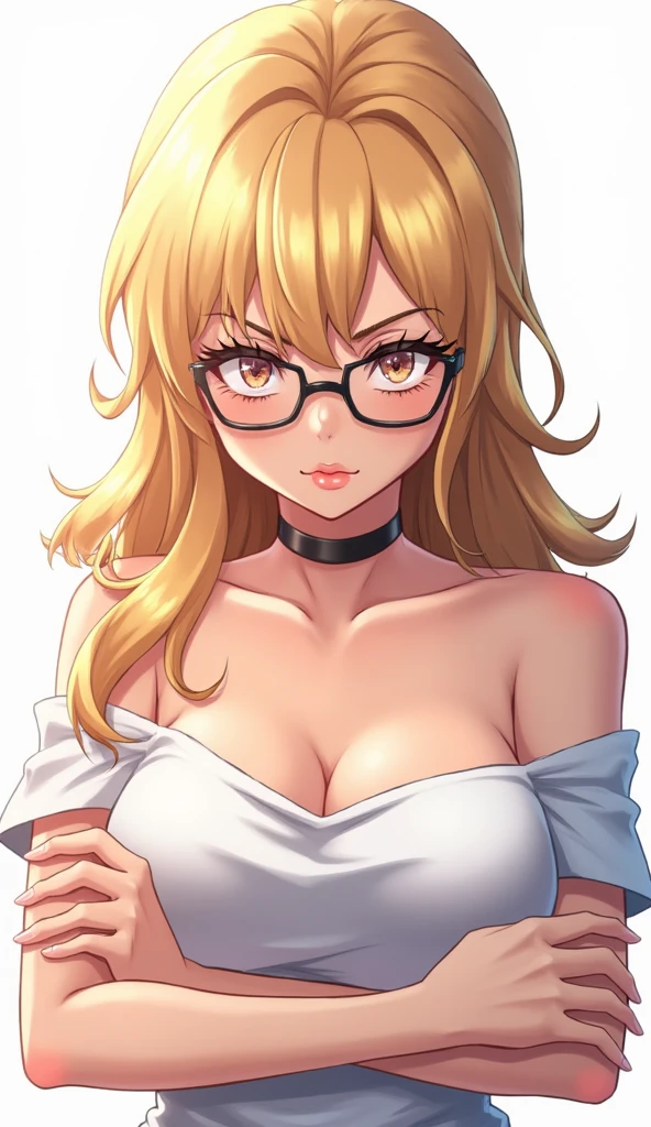 <lora:Ashe:0.4> Ashe, 1girl, solo, blonde hair, glasses, long hair, (formal dress), dark skin, dark-skinned female, aqua eyes, upper body, collarbone, ponytail, perfect lighting, ((shining face, shining body)), perfect face, make up, eye shadow, ((gorgeous)), Extremely beautiful, perfect, (masterpiece:1.2), (best quality:1.2), cinematic, perfect skin, perfect lighting, textured skin, detail, beauty, overall, sharp focus, ultra-detailed, illustration, perfect face, ((gorgeous)), Extremely beautiful, perfect, detailed background, (detailed background, intricate background:1.1), beautiful, ((Extremely Detailed)), ((Best Quality)), ((Masterpiece)), ((4k)), ((Shonen Anime Style))