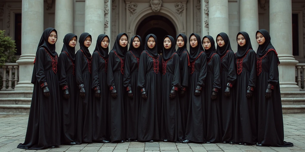 Indonesian version of young Islamic boarding school students side by side with gangster girls