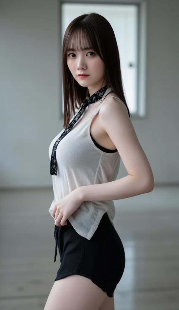 (best quality, 8K, 32k, masterpiece, Ultra HD: 1.3), Attractive Korean women pictures, A girl's office dress style, Lace, Super cute perfect face,Soft skin, Big Breasts,Big Ass Gorgeous Wavy Long Brown Hair, 8k resolution, Surreal, Very detailed, high quality, Lying on the sofa, mini skirt 白色 明显的乳沟 Beautiful and delicate thighs 成熟的脸, (whole body:1.4), (:1.5), Actual face, The actual body, Beautiful and delicate thighs, (ulzzang-6500-v1.1:0.8)in office, detailed office, ,Black over-the-knee stockings, mini skirt,Bend over and face the camera