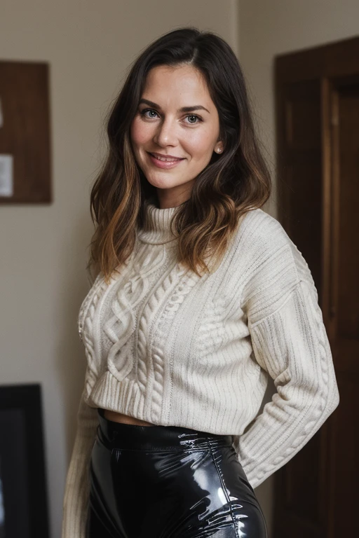 <lora:Face:0.9>, realistic photo of a woman, wearing a turtleneck sweater, wearing jeans, wearing a scarf, highly detailed, medium shot