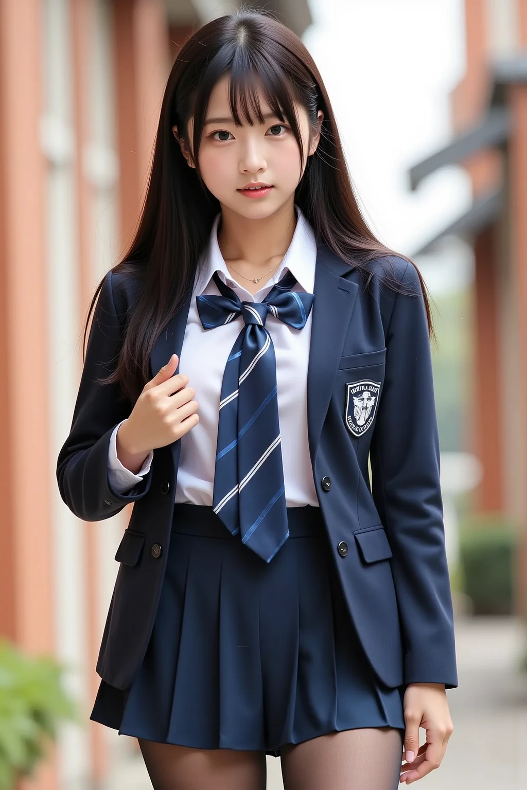 (masterpiece, highest quality:1.2), 8k, 12才のfull nudeの女の子, 85mm,Official AR RAW photo, スーパースリムなスレンダーbeautiful girl, (When I lift up my short navy blue skirt、下Half bodyfull nude、short sleeveの白シャツ、show me your ears、naked girl photoshoot、full nude, cute face, close, Half body, Biolace, gardenia, beautiful girl, school uniform, thighs, short sleeve, stand on the station platform, looking at the viewer, no makeup, (big smile), film grain, chromatic aberration, sharp focus, face light, clear lighting, Ten generations, detailed face, background bokeh, (dark red tie:1.1)、(((((( girl))))))、((((((12才のfull nude女子高生)))))、thin waist