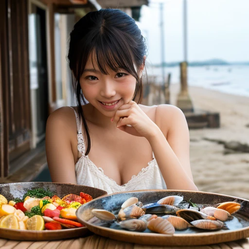 (Masseter muscle area)、(Highest quality)、(Ultra-detailed)、(Best Real)、(Best Shadow)、(Photorealistic: 1.6)、Real human skin、smile、Two cute middle school girls、Short brown hair, Water Play、((Colorful Bikinis))、Shooting from behind、((eating))、Perfect Anatomy, Centered, Near perfect, dynamic, Very detailed, smooth sharp focus, Full Body Shot, 8K, Tabletop, Fine details, Rich colors, Intricate details