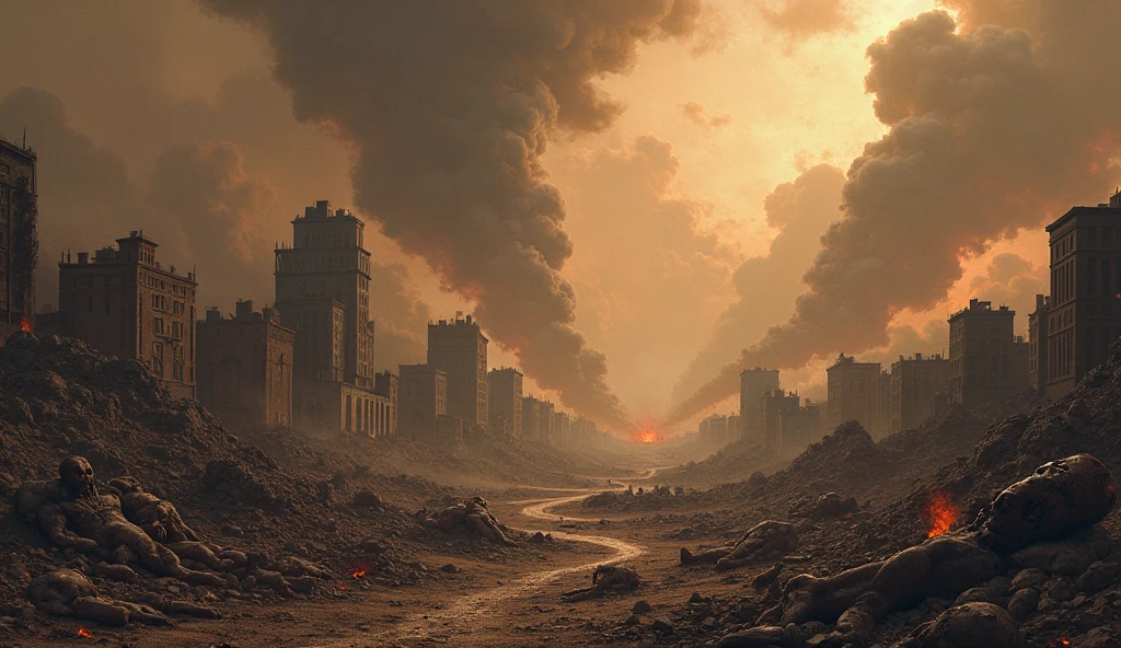 (Best quality,Ultra-detailed,Realistic:1.37),An asteroid that hit Earth,disrupt,Widespread destruction,smoke and fire,The shock wave ripples,crumbling buildings,Falling debris,Chaos and panic,surreal atmosphere,dusk lighting,Epic disaster,People fled in terror,apocalyptic scenery,General confusion,Ruined cityscape,Dark clouds loom,Explosions and flames,Huge impact crater,The ground shook,Molten rock,Flying debris,worst,Desperate survival,ominous skies,Abandoned streets,Crashed vehicle,Overwhelming sense of destruction,post-apocalyptic landscape,Heart-wrenching scene,Devastating consequences,city in ruins,Desolate wasteland,overcast sky,Despair and loss,Infrastructure is damaged,Amazing destruction,An unimaginable disaster,Bleak and grim,Scorching flame,Uncertain future.