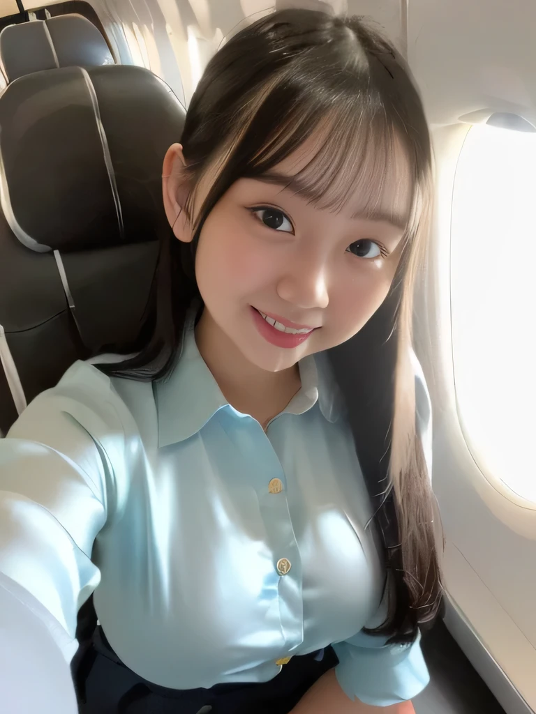 (((bustling scenery on an airliner 5.0)))((Aerial scenery seen from the window 1.0)))(((First Class 2.0)))(((Portrait of a girl standing in the aisle inside an aircraft 5.0)))、((((best image quality、highest resolution、masterpiece、8k)))、(((Detailed Faces)))(((cute face)))(((Baby Face)))(((Young contour)))((( Lovely facial features)))、((( Blizzard 10 )))(((model body type)))((( Perfect pose line)))、(((Big Breasts 1.0)))((( Detailed Body .5)))、(((LONG STRAIGHT HAIR 2.0)))、(((colorful oversized shirt 2.0)))(((Adorable Button Shirt)))(((elemental color oversized shirt 1.0)))、(((enamel silk miniskirt)))(((dynamic angle)))(((Excited Posing)))(((Smiling with corners of mouth turned up)))(((dynamic angle)))