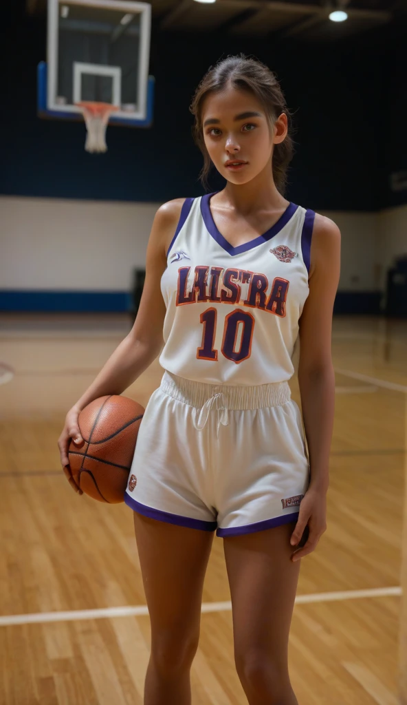 a girl wearing purple jersy with number 9 and holding volleyball