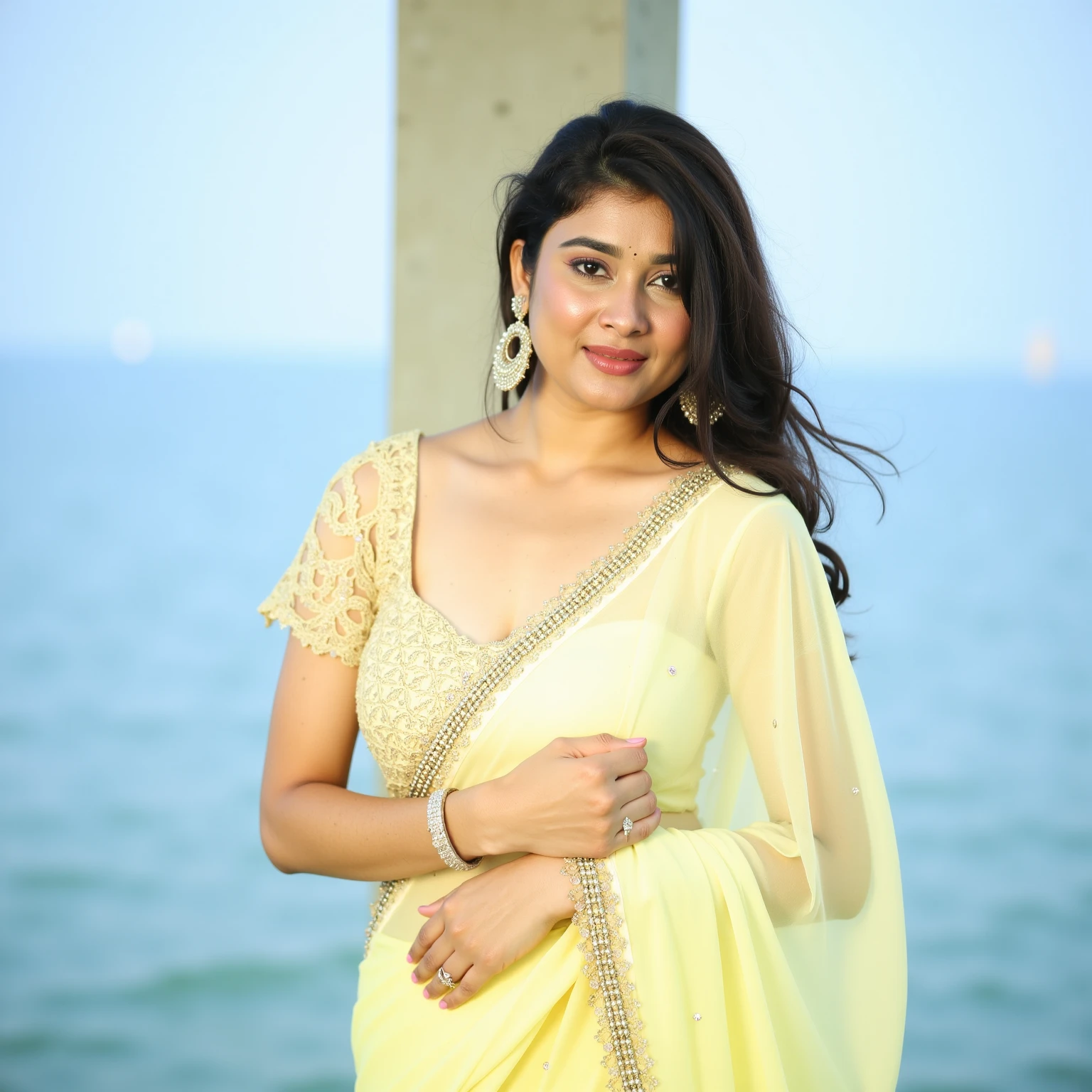 Cute Girl in saari without blouse